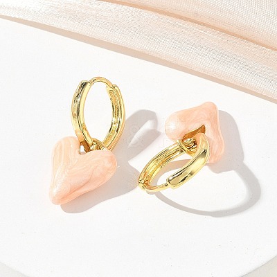 Brass Enamel Dangle Hoop Earrings for Women KK-CBA760A-06G-1