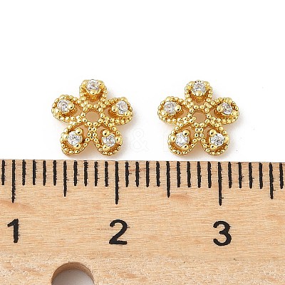 Brass Micro Pave Clear Cubic Zirconia Bead Caps KK-V015-22G-1