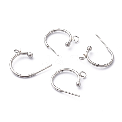 Non-Tarnish 304 Stainless Steel Half Hoop Earrings X-STAS-Z028-B01-P-1