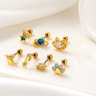 316L Stainless Steel Cubic Zirconia Cartilage Earrings for Women WGF6ABA-24-1