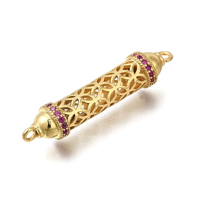 Rack Plating Brass Micro Pave Cubic Zirconia Hollow Column Links Connector Charms ZIRC-F142-50B-G02-1