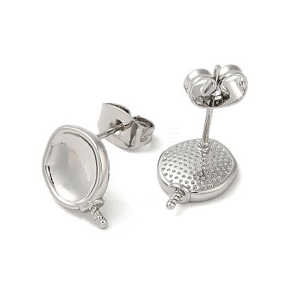 Twist Flat Round Brass Stud Earring Findings KK-M270-35P-1