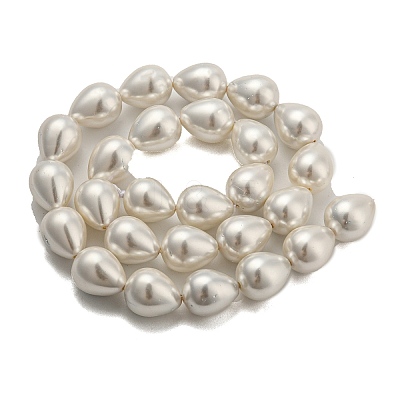 Teardrop Shell Pearl Bead Strands BSHE-L015-12x16-01-1