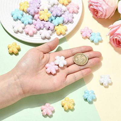40Pcs 5 Colors Opaque Acrylic Beads OACR-FS0002-84-1