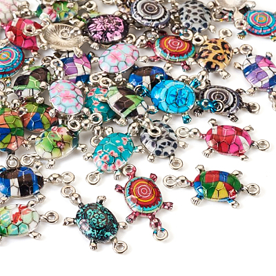 42Pcs 21 Colors Alloy Enamel Connector Charms ENAM-TA0001-78-1