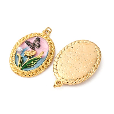 304 Stainless Steel Enamel Pendants STAS-U061-48G-03-1