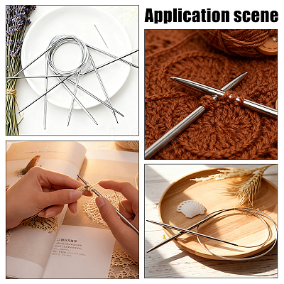 11Pcs Stainless Steel Circular Knitting Needles SENE-WR0001-03-1