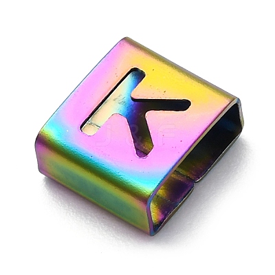 Ion Plating(IP) 304 Stainless Steel Square Slide Charms STAS-L132-17K-M-1