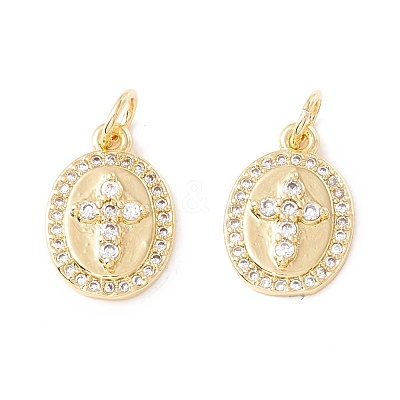 Rack Plating Brass Micro Pave Clear Cubic Zirconia Charms ZIRC-I057-17G-1