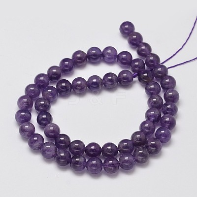 Natural Amethyst Round Bead Strands X-G-M304-18-8mm-1