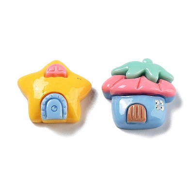 Opaque Resin Cabochons RESI-G084-03-1