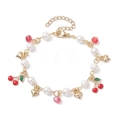 Glass Beads & Pearl Bead Bracelets BJEW-JB10069-1