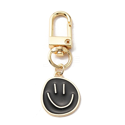 Smiling Face Enamel Pendant Decorations KEYC-WH0036-08LG-07-1