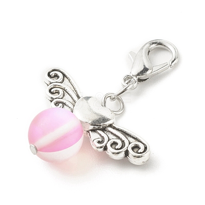Frosted Synthetic Moonstone Pendants Decorations HJEW-JM00617-1