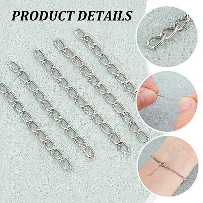120Pcs 304 Stainless Steel Curb Chains Extender STAS-UN0059-36P-1