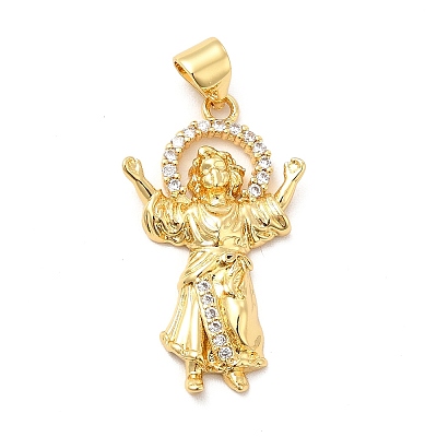 Rack Plating Brass Micro Pave Cubic Zirconia Pendants KK-K270-34G-1