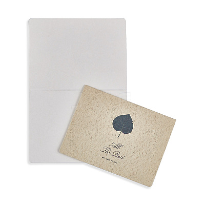 Leaf Pattern Kraft Envelopes and Greeting Cards Set DIY-CP0001-78-1