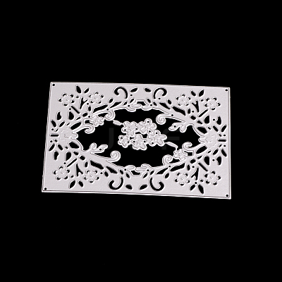 Rectangle with Flower Frame Carbon Steel Cutting Dies Stencils DIY-F028-33-1