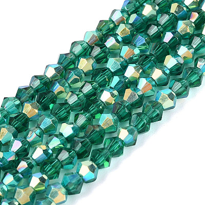 AB Color Plated Transparent Glass Beads Strands GLAA-G127-01P-1