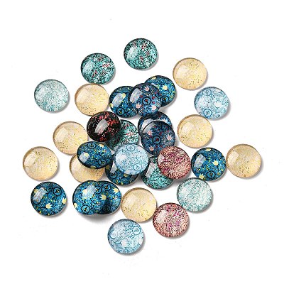 Flatback Half Round/Dome Flower and Plants Pattern Glass Cabochons for DIY Projects X-GGLA-R026-20mm-15-1