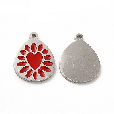 304 Stainless Steel Enamel Pendants STAS-F291-04P-01-1