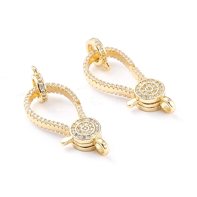 Brass Micro Pave Clear Cubic Zirconia Lobster Claw Clasp LS-ZIRC-I043-35G-1