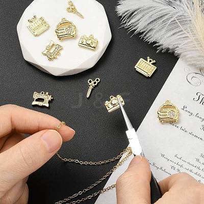10Pcs 5 Styles Brass Micro Pave Clear Cubic Zirconia Pendants KK-CJ0004-26G-1