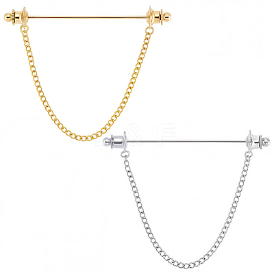 2Pcs 2 Colors Brass Tie Clip AJEW-CY0002-71-1