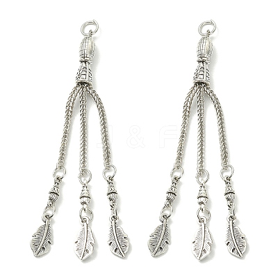 Tibetan Style Alloy Feather Tassel Big Pendants FIND-YW0003-92F-1