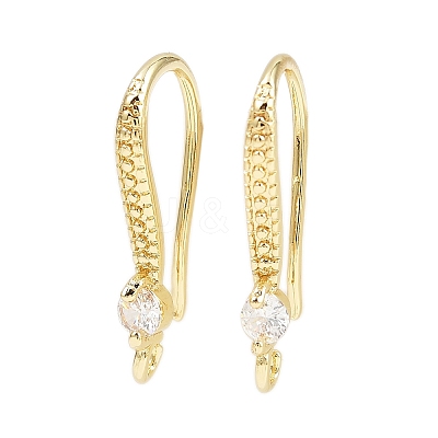 Brass Micro Pave Cubic Zirconia Earring Hooks KK-A257-14G-1