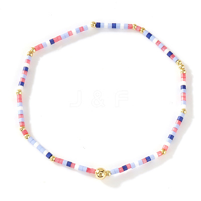 Bohemian Glass Seed Beads & Brass Stretch Bracelets for Women TI8364-10-1