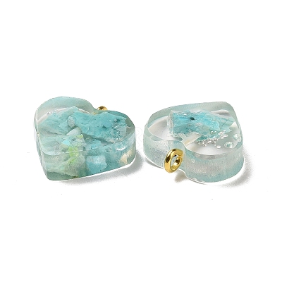 Transparent Resin Natural Chrysocolla Jasper Dyed Chips Pendants G-E185-12G-10-1