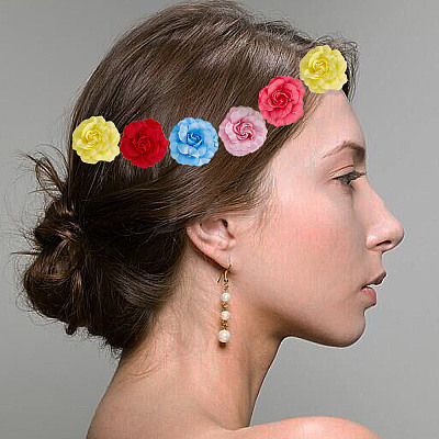36Pcs 12 Colors Silk Rose Flower AJEW-GF0007-01-1