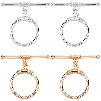 10Pcs 2 Colors Brass Toggle Clasps KK-BBC0021-22A-1