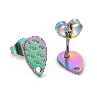 Ion Plating(IP) 304 Stainless Steel Stud Earring Findings STAS-O119-30MC-1
