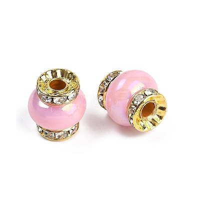 Resin Beads with Brass Rhinestone Rondelle KK-H490-05G-1