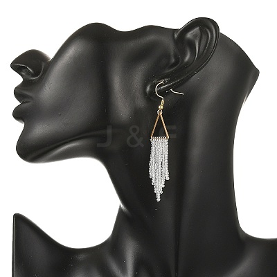 3 Pairs 3 Colors Glass Beaded Dangle Earrings EJEW-MZ00749-1