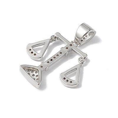 Rack Plating Brass Micro Pave Cubic Zirconia Pendants X-KK-F848-04P-1
