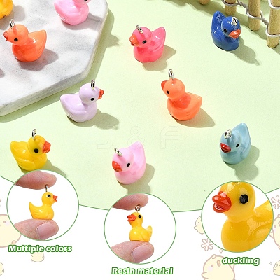 21Pcs 7 Colors Resin Pendant FIND-YW0005-40-1