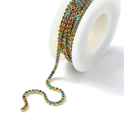 Raw(Unplated) Brass Rhinestone Strass Chains CHC-YW0001-03-1