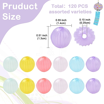 120Pcs 6 Colors Imitation Jelly Acrylic Beads MACR-YW0003-22-1