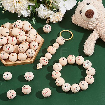 140Pcs 6 Styles Natural Wood European Beads WOOD-OC0003-58-1