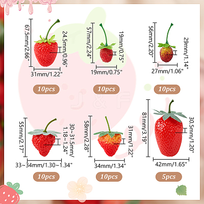 55Pcs 6 Styles Plastic Imitation Strawberry DJEW-GA0001-54-1