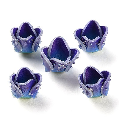 4-Petal Opaque Acrylic Bead Caps SACR-D007-07B-1