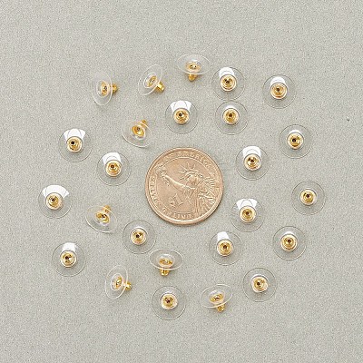 100 Pairs Brass Bullet Clutch Earring Backs KK-YW0001-32-1