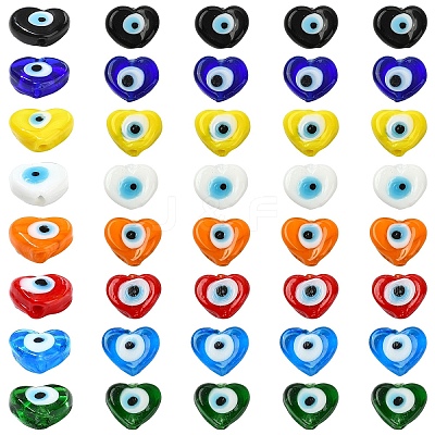 40Pcs 8 Colors Handmade Evil Eye Lampwork Beads Strands LAMP-YW0004-27-1
