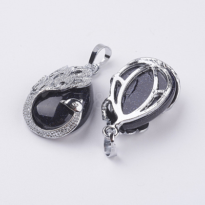Synthetic Blue Goldstone Pendants G-E442-04I-1