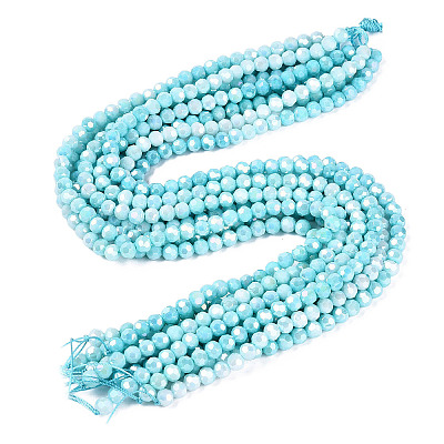 Anti-Tarnish Electroplate Glass Beads Strands EGLA-ZX010-6mm-10-1