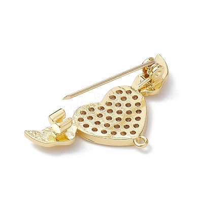 Brass Micro Pave Clear Cubic Zirconia Brooch Findings JEWB-YW0001-02G-1