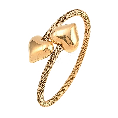 304 Stainless Steel Mesh Chain Bangles for Women BJEW-D460-05G-1